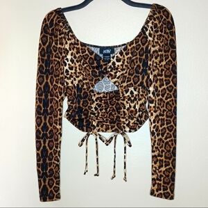 Just Polly Cheetah Cutout Crop